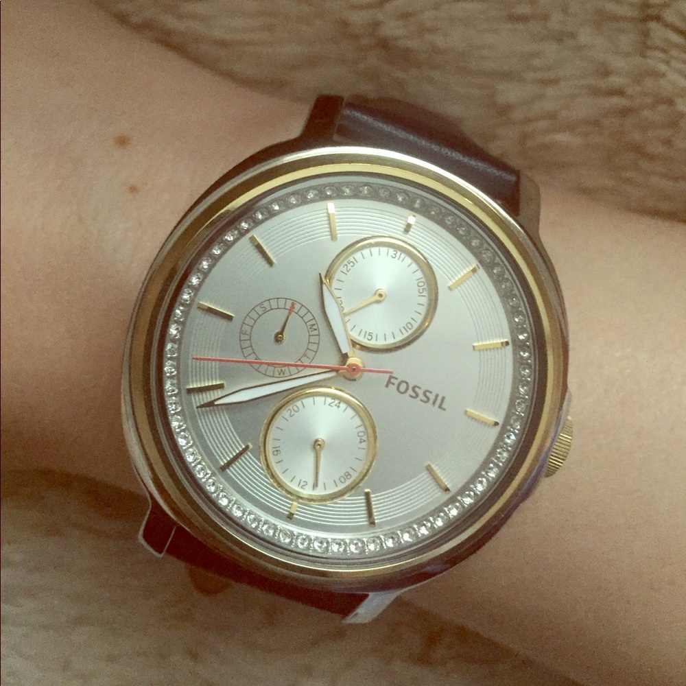 🌸Fossil Two Tone Gold & Silver Diamond  Watch
